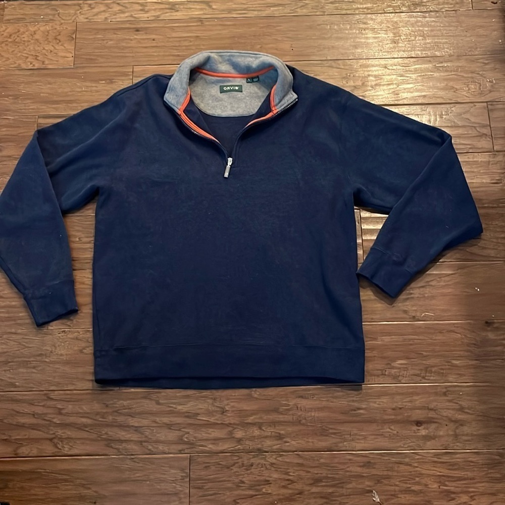 Orvis Men’s Blue  Quarter Zip Pullover Sweater